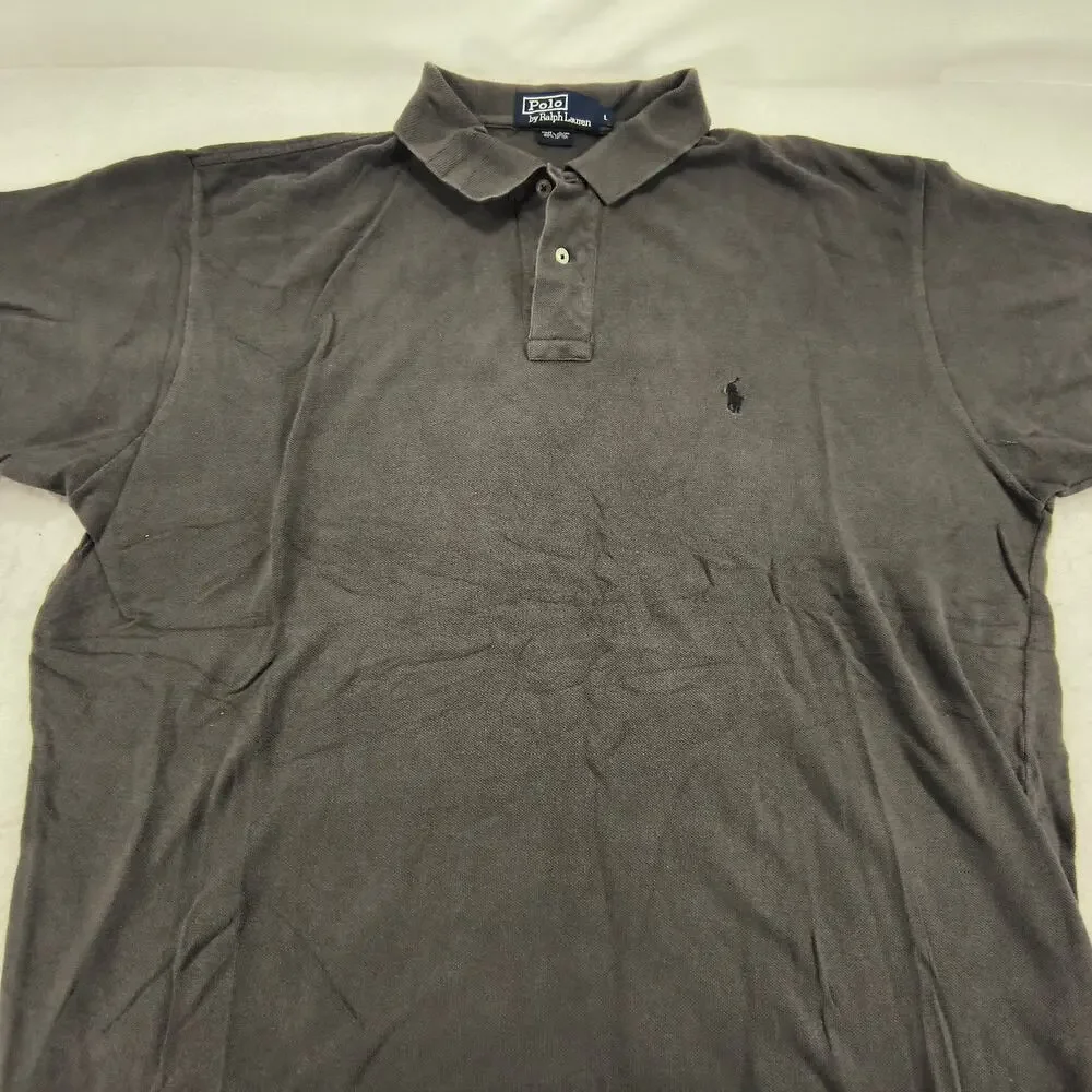 Polo by Ralph Lauren Casual Collared Polo Shirt Mens Size Large L Gray Black